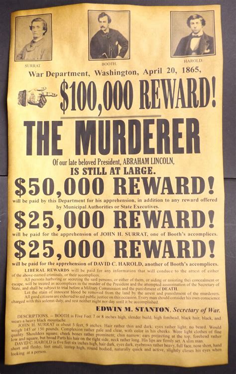 wanted poster of john wilkes booth|A rare wanted poster for John Wilkes Booth after he。